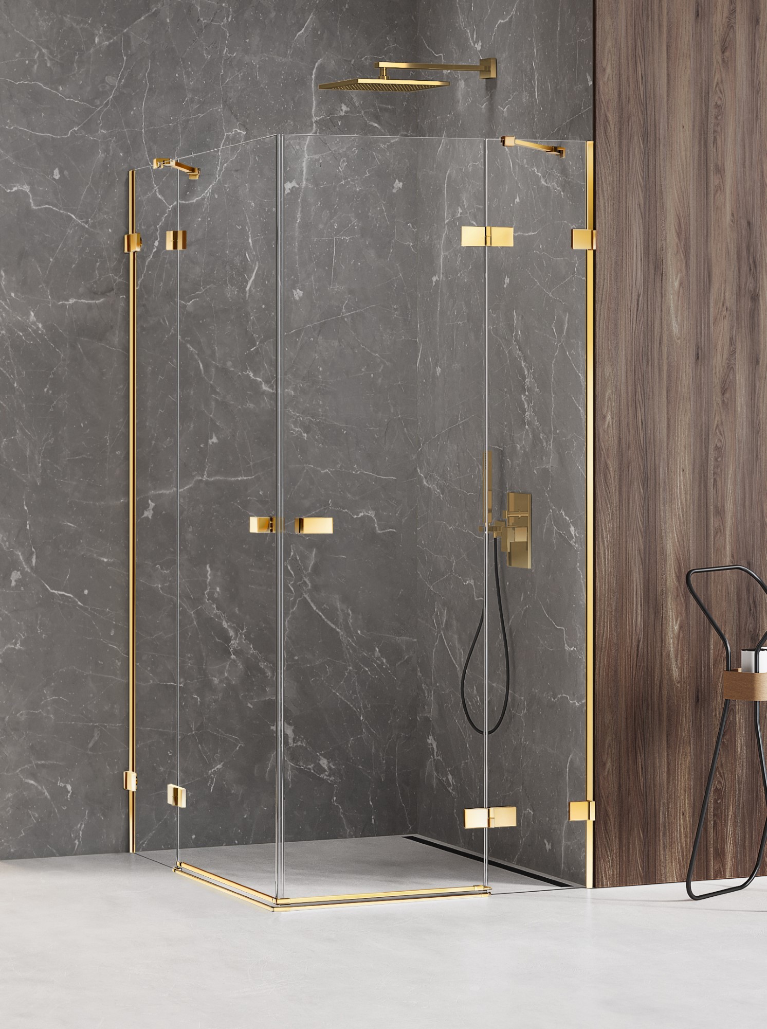 New Trendy Avexa Gold Shine douchecabine 120x110 cm rechthoekig gouden glans/helder glas EXK-1868