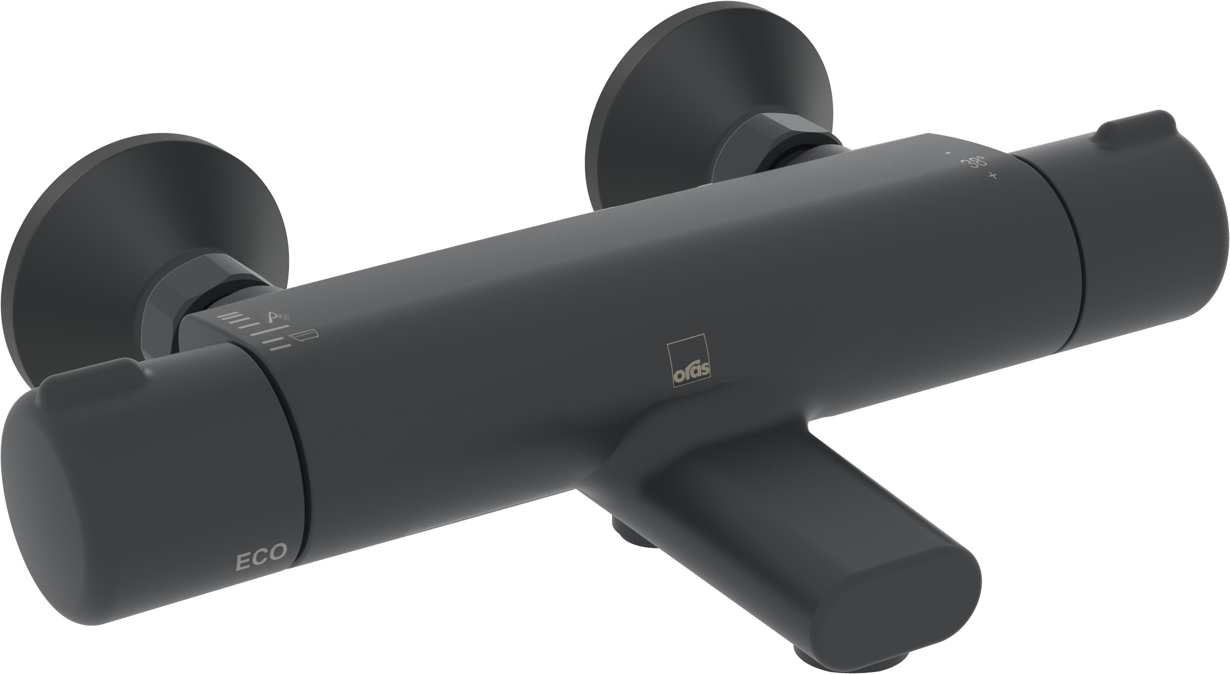 Oras Nova bad- en douchekraan wand met thermostaat zwart 7462U-33