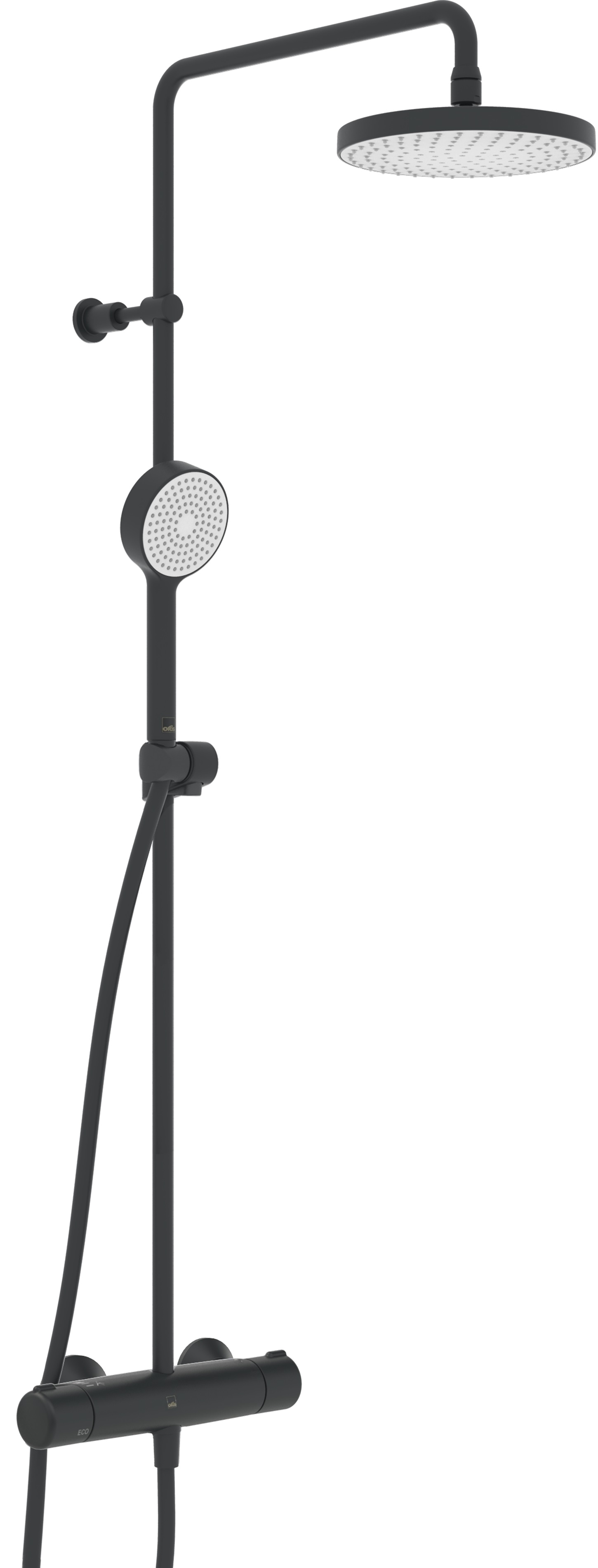 Oras Nova doucheset wand met thermostaat met regendouche zwart 7402U-33