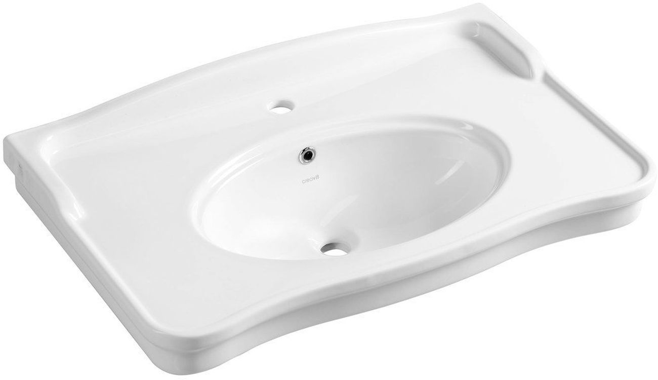 Creavit Antik wastafel 80x49.5 cm rechthoekig klassiek wit glans AN080