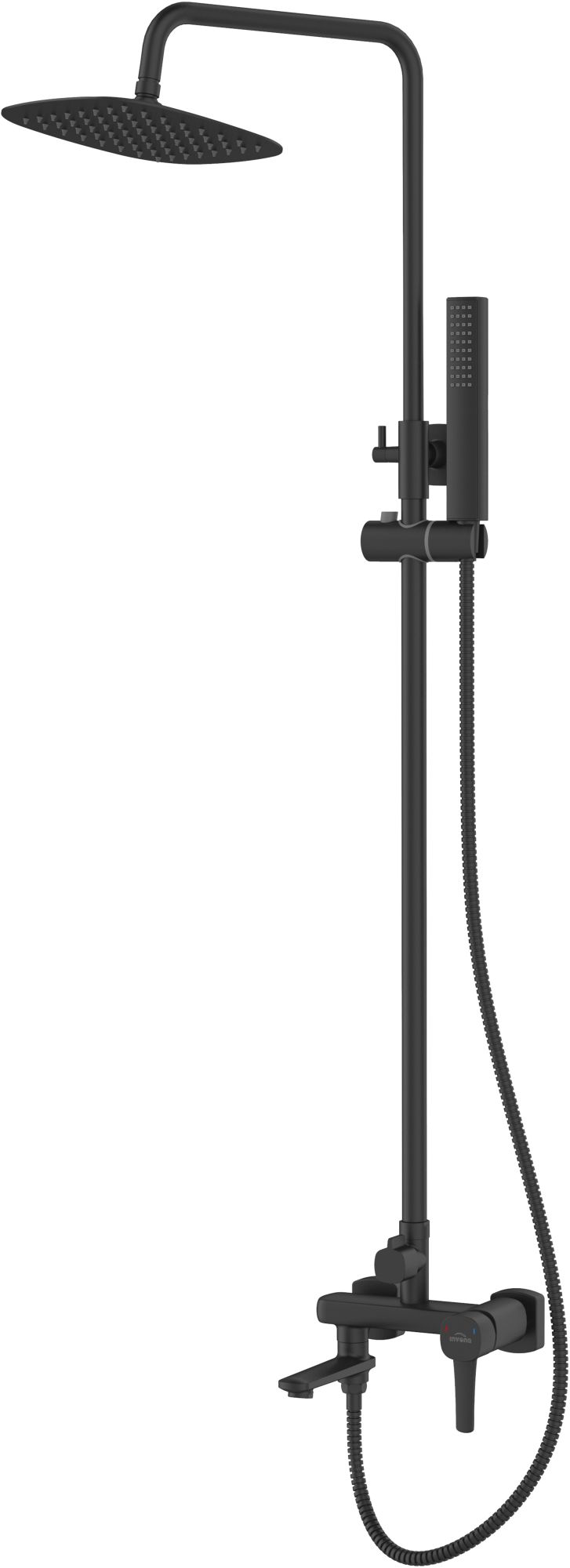 Invena Glamour bad- en doucheset wand met regendouche zwart AU-05-B04