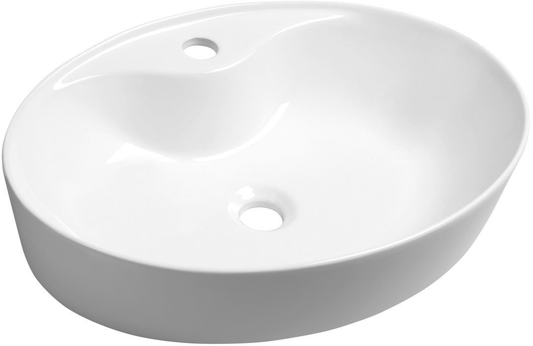 Sapho Mariana wastafel 58x41.5 cm ovaal opbouw wit glans AR483