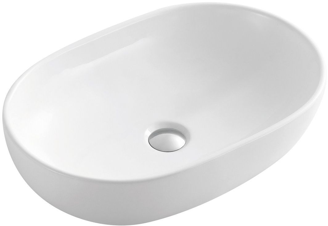 Sapho Caleo wastafel 60x42 cm ovaal opbouw wit glans CA590