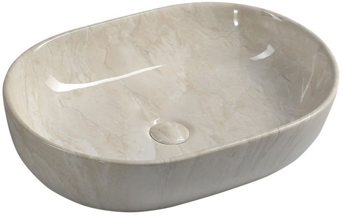Sapho Dalma wastafel 59x42 cm ovaal opbouw brons/beige glans MM427