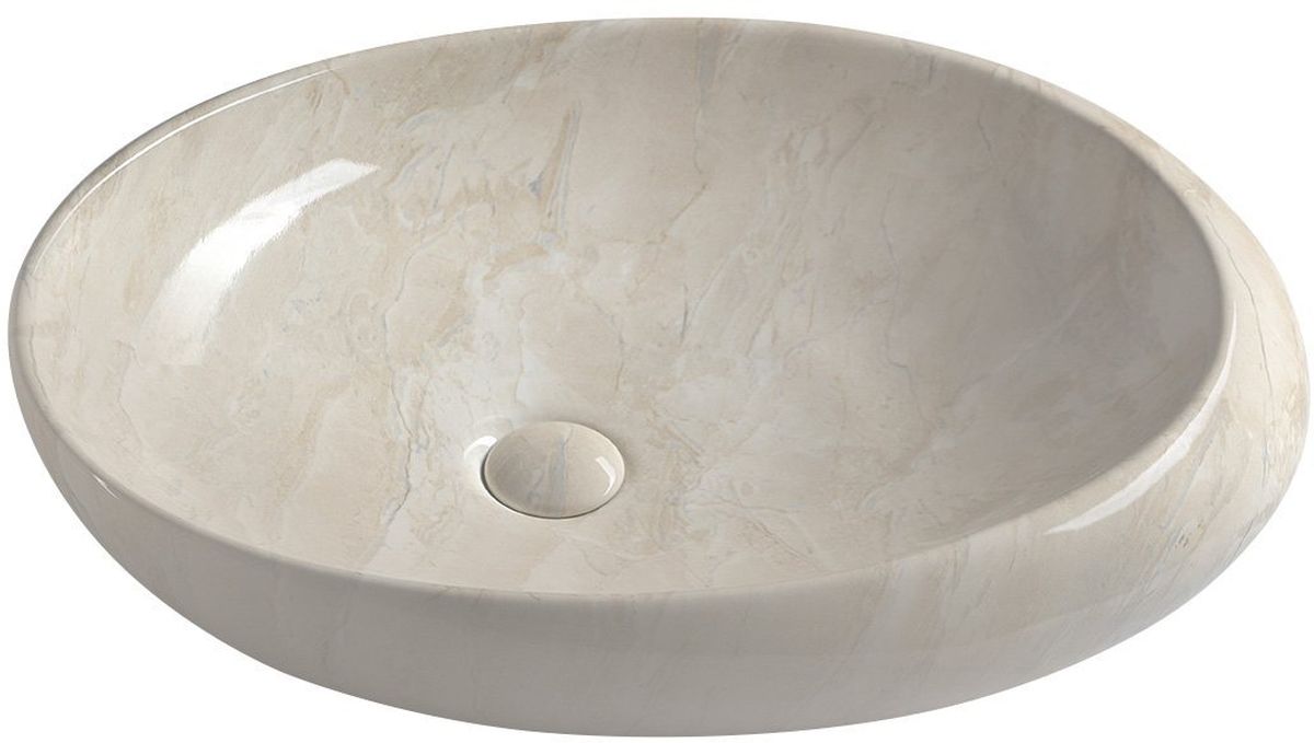 Sapho Dalma wastafel 68x44 cm ovaal opbouw brons/beige glans MM327
