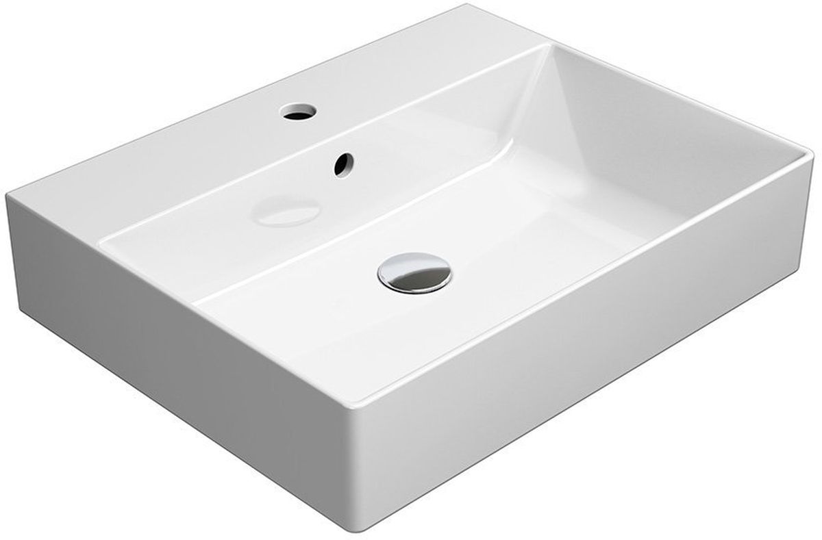 GSI Kube X wastafel 60x47 cm rechthoekig klassiek-opbouw wit glans 9431111