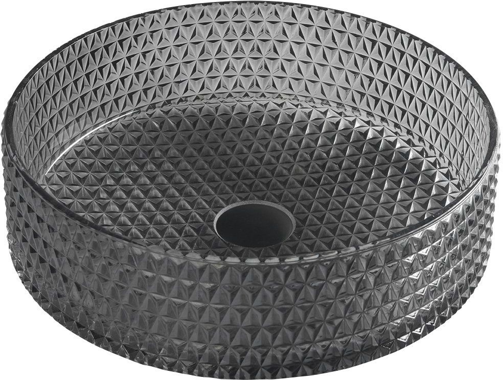 Sapho Beauty wastafel 39.5x39.5 cm rond opbouw zwart glans TY214