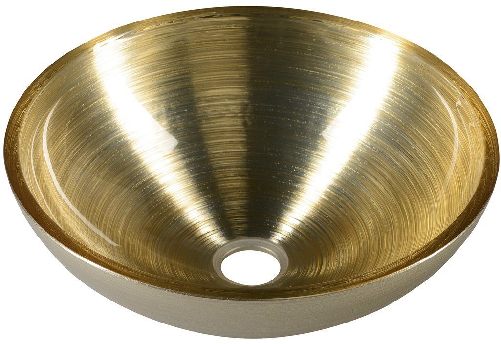 Sapho Murano wastafel 40x40 cm rond opbouw brons/beige-gouden glans AL5318-67