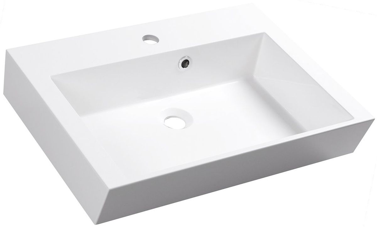 Sapho Orinoko wastafel 60x45 cm rechthoekig klassiek-opbouw wit glans OR060