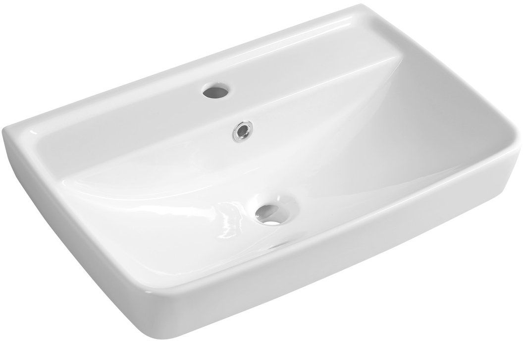 Aqualine Duru wastafel 60x40 cm rechthoekig klassiek-meubel wit glans TU0351