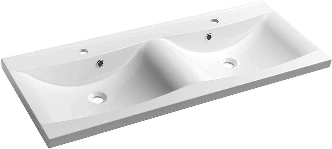 Sapho Luciola wastafel 120x48 cm rechthoekig meubel-dubbele wit glans 50122