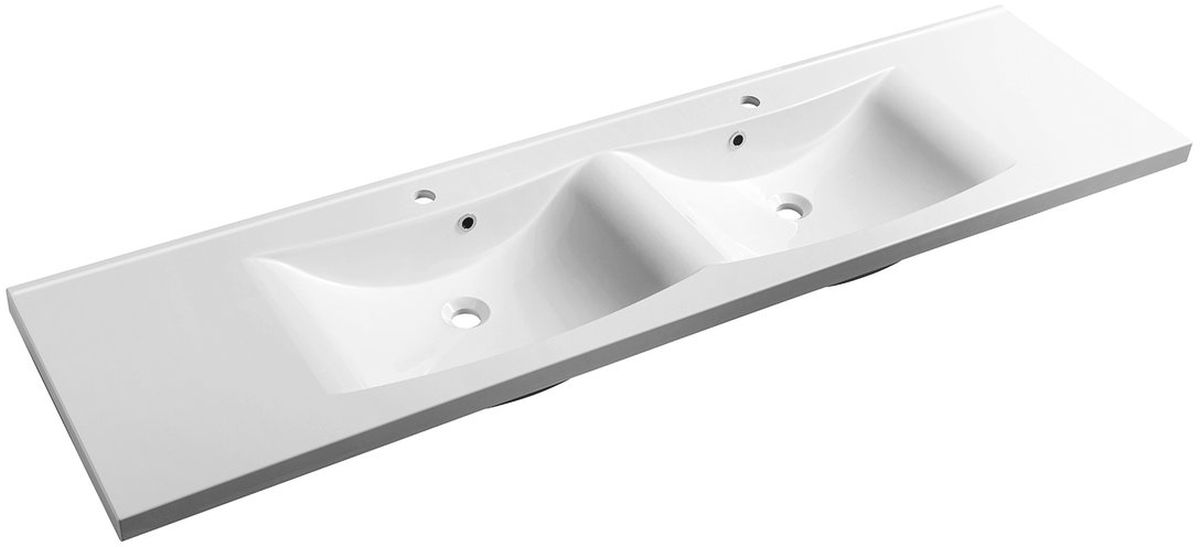 Sapho Luciola wastafel 180x48 cm rechthoekig meubel-dubbele wit glans 50184
