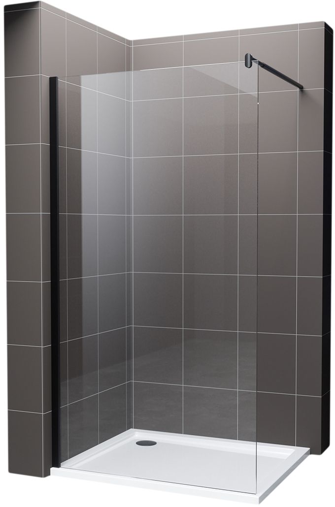 Hagser Bertina inloopdouchewand 80 cm zwart mat/helder glas HGR00000022