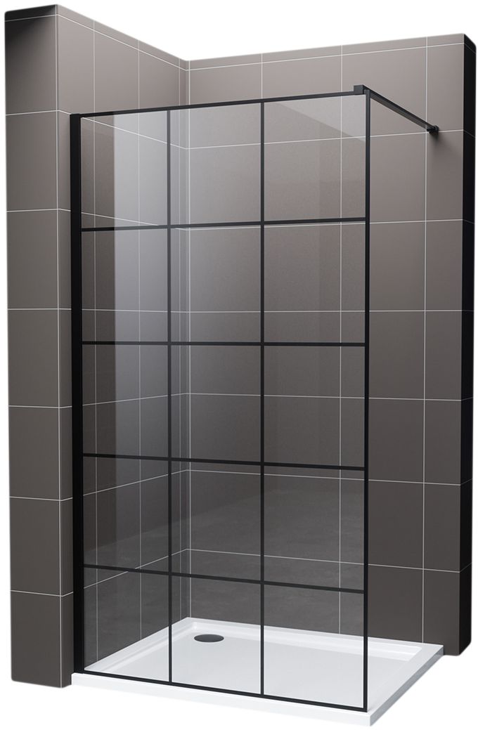 Hagser Agatha inloopdouchewand 110 cm zwart mat/helder glas HGR12000022