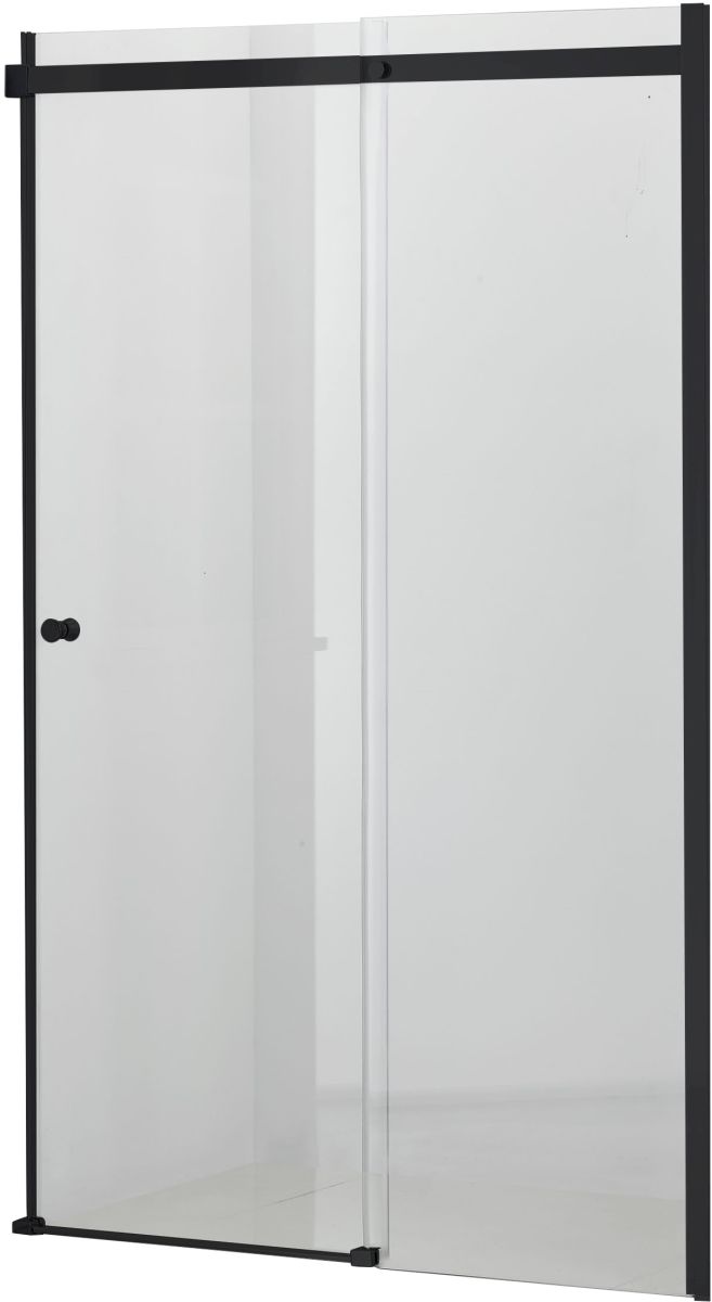 Hagser Alena douchedeur 130 cm schuifbaar zwart mat/helder glas HGR19000021