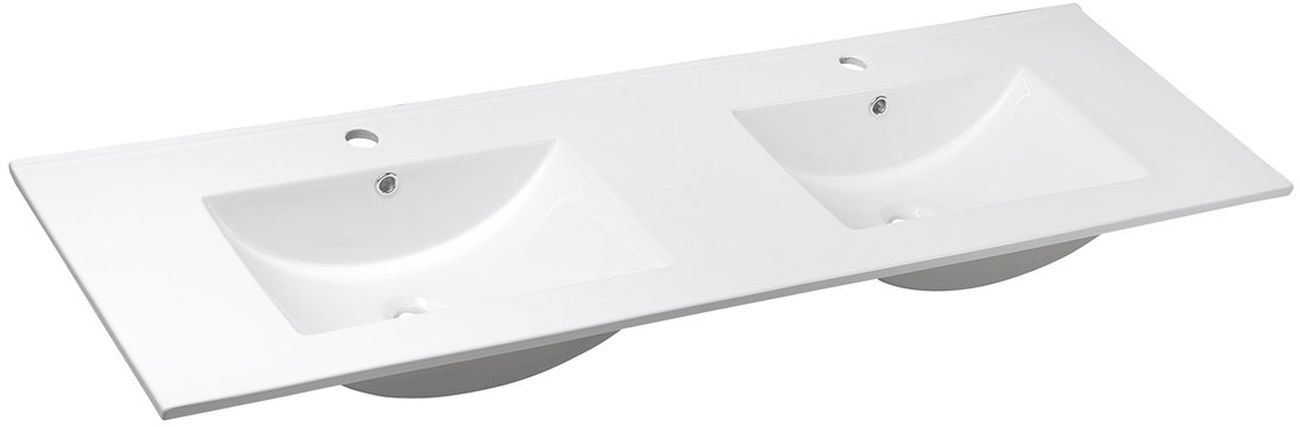Sapho Slim wastafel 151x46 cm rechthoekig meubel-dubbele wit glans 1601-150