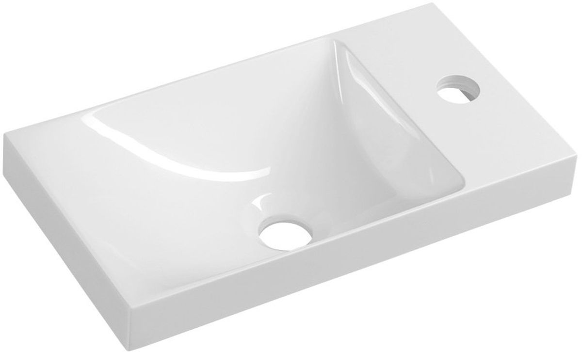 Sapho Agos wastafel 40x22 cm rechthoekig meubel wit glans AS400