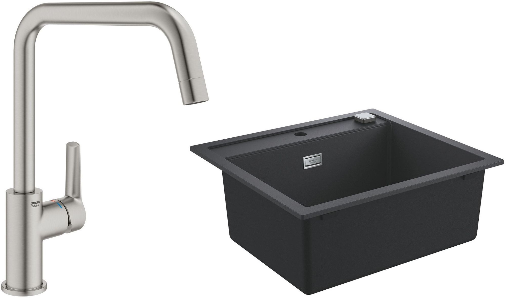 Set spoelbak van graniet Grohe K700 31651AP0, keukenkraan Grohe Start 30470DC0