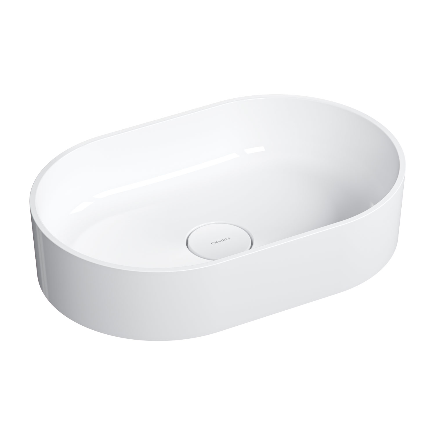 Omnires Ovo M+ wastafel 55x36 cm ovaal opbouw wit glans OVOUNBP