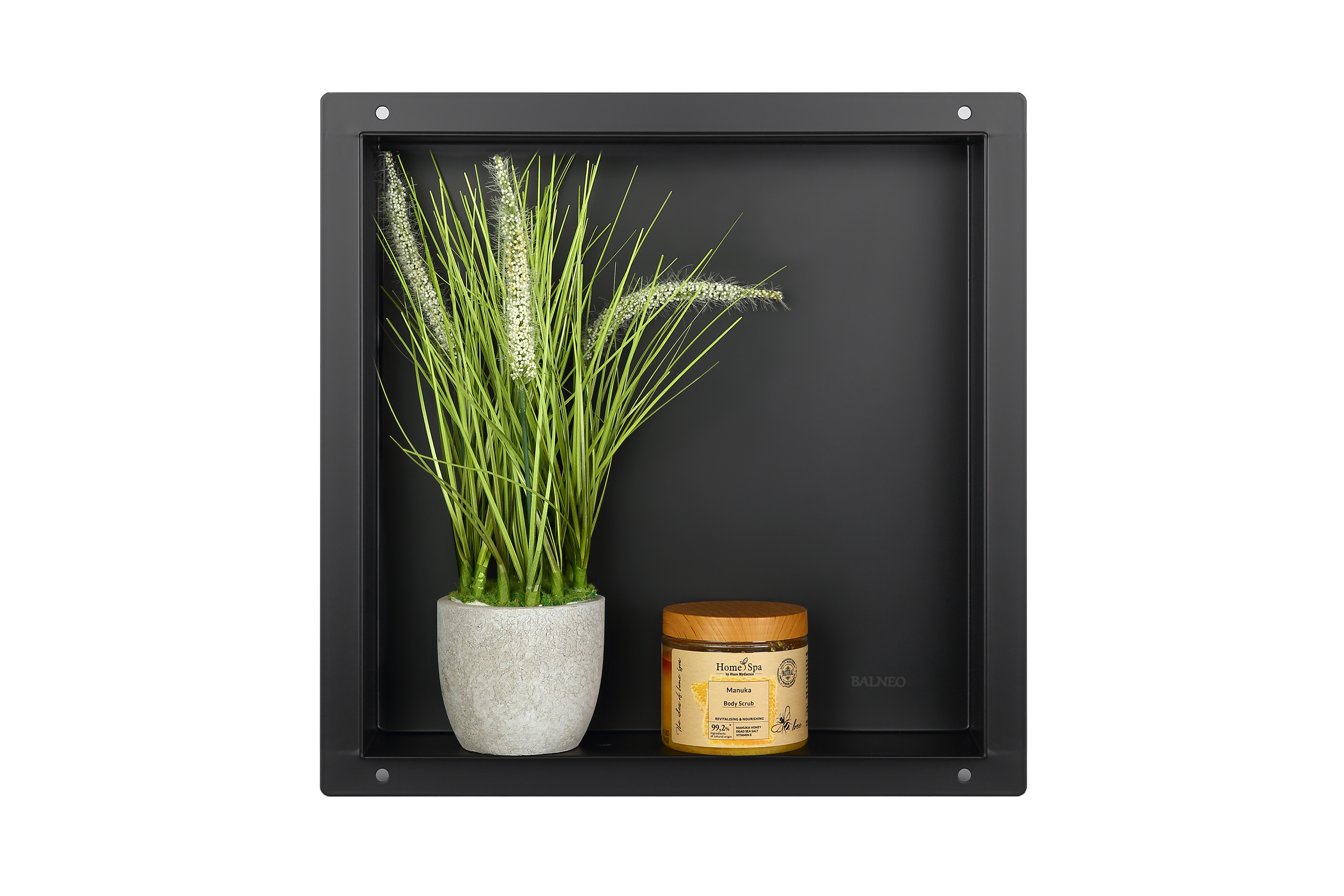 Balneo Wall-Box No Rim Black inbouwplank 30 cm zwart OB-BL2-NR