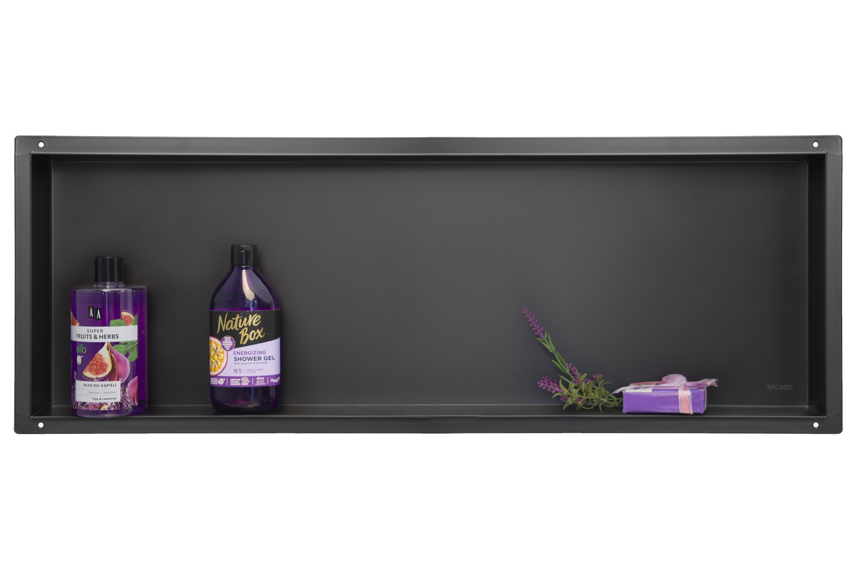 Balneo Wall-Box No Rim Black inbouwplank 90 cm zwart OB-BL5-NR