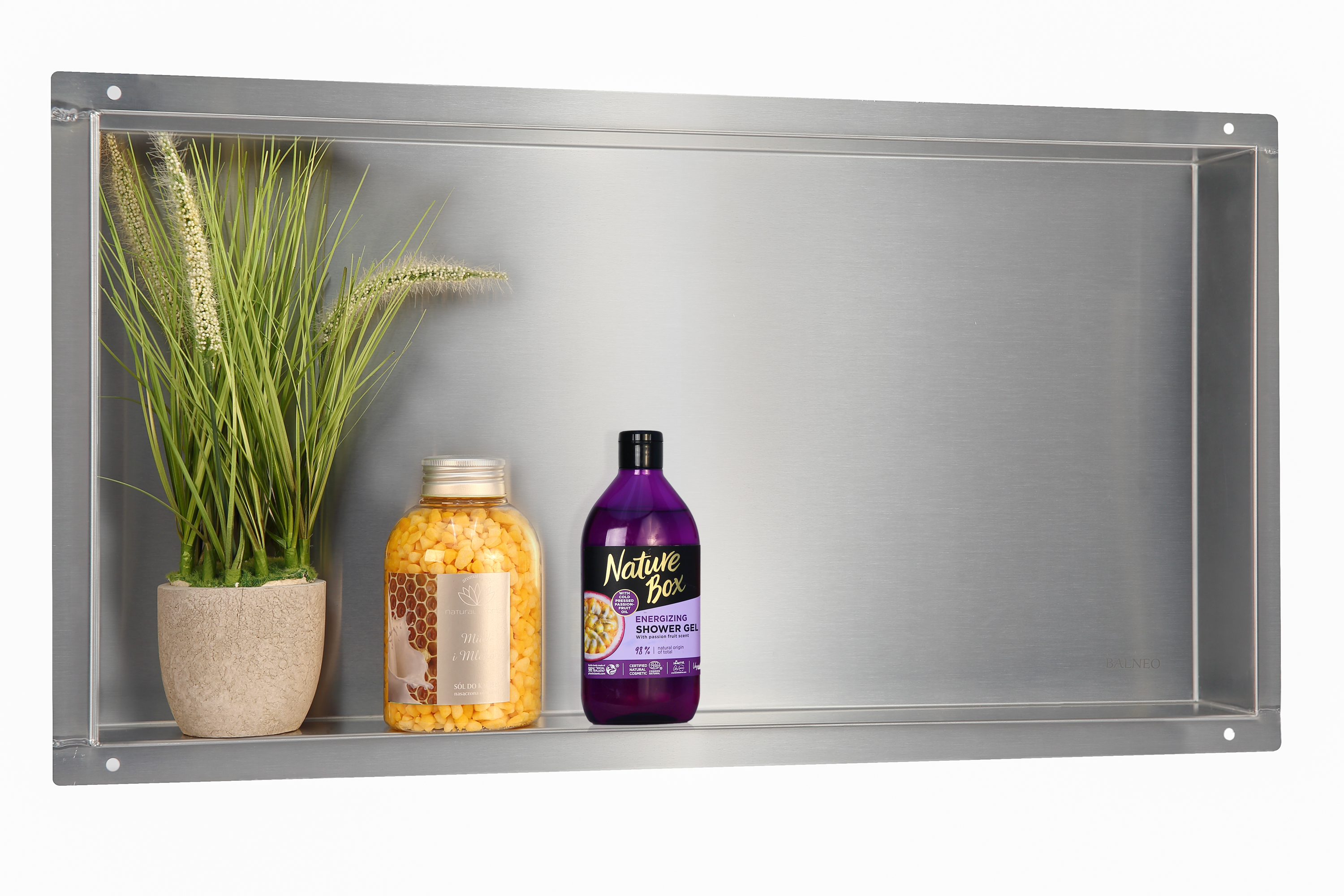 Balneo Wall-Box No Rim Inox inbouwplank 60 cm staal OB-IN3-NR
