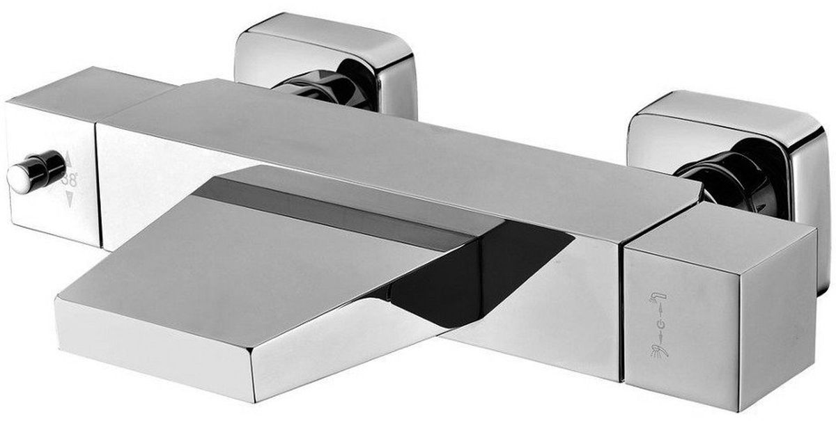 Sapho Latus bad- en douchekraan wand met thermostaat chroom 1102-23