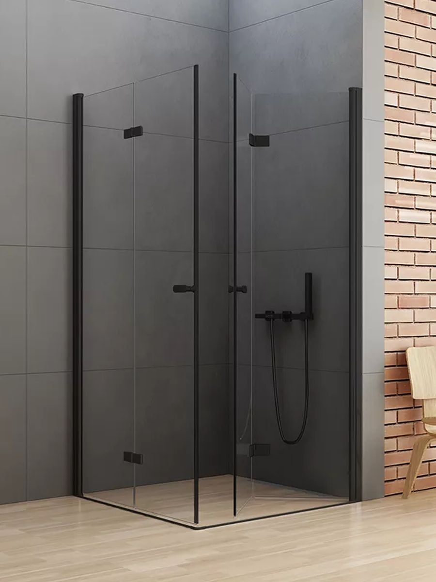 New Trendy New Soleo Black douchecabine 100x70 cm rechthoekig zwart mat/helder glas D-0233A/D-0240A