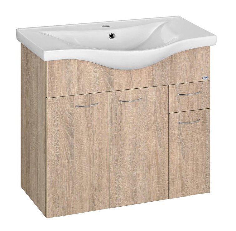 Aqualine Keramia Fresh kast 75.1x35x74 cm hangend onder de wastafel eik 50083