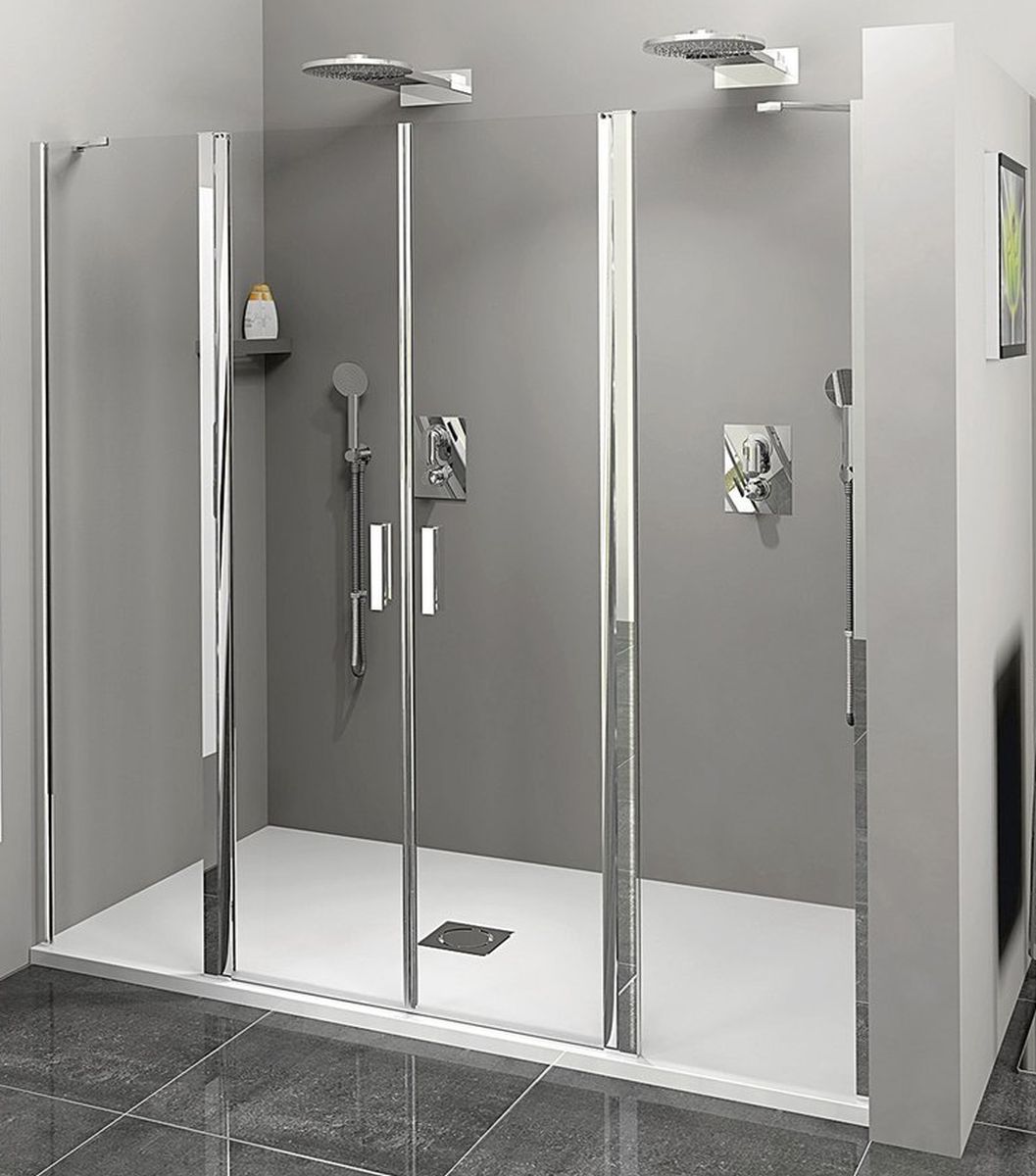 Polysan Zoom Line douchedeur 160 cm kantelbaar chroom glans/helder glas ZL1416