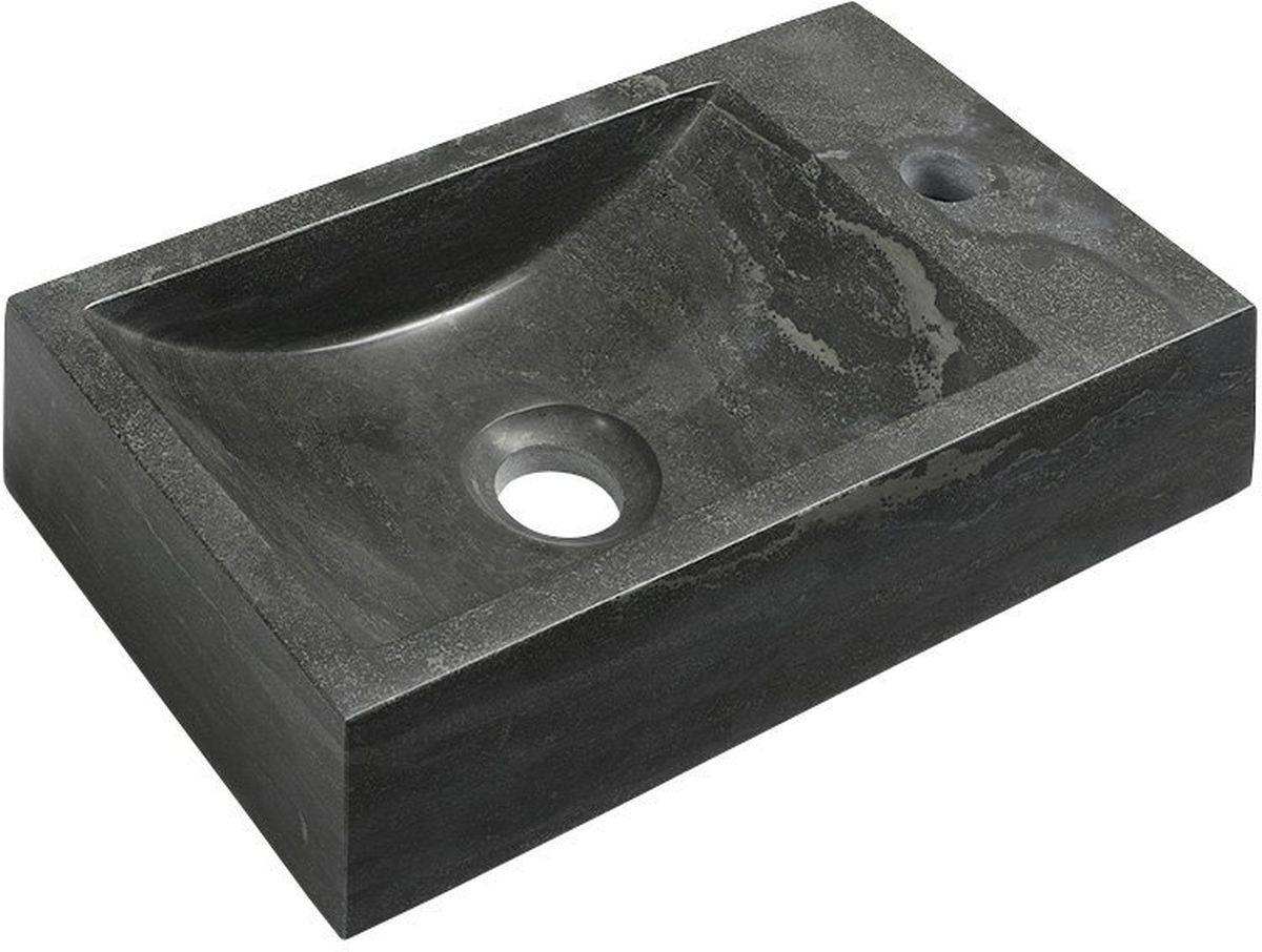 Sapho Blok wastafel 40x22 cm rechthoekig klassiek-opbouw zwart-antraciet mat 2401-28