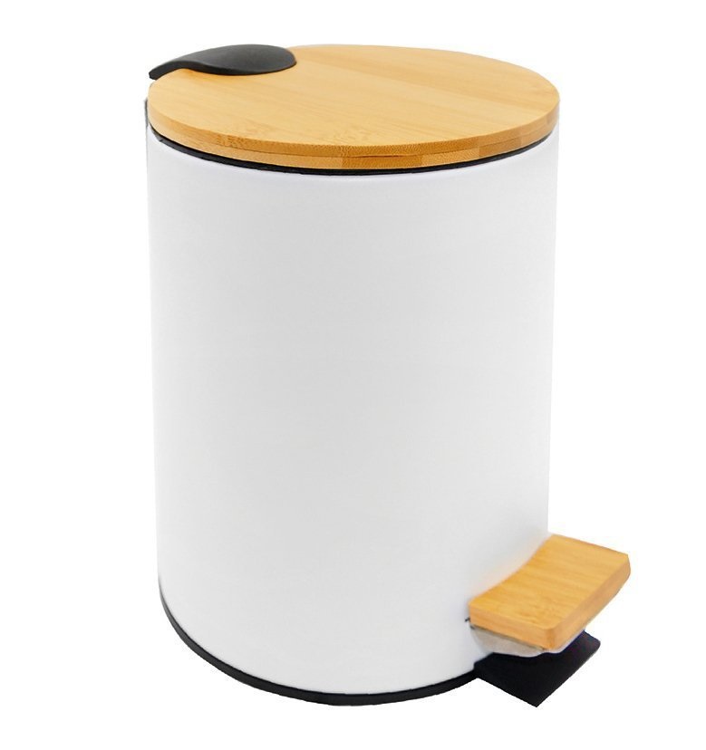 Aqualine Bambus prullenbak 3 l wit BI006
