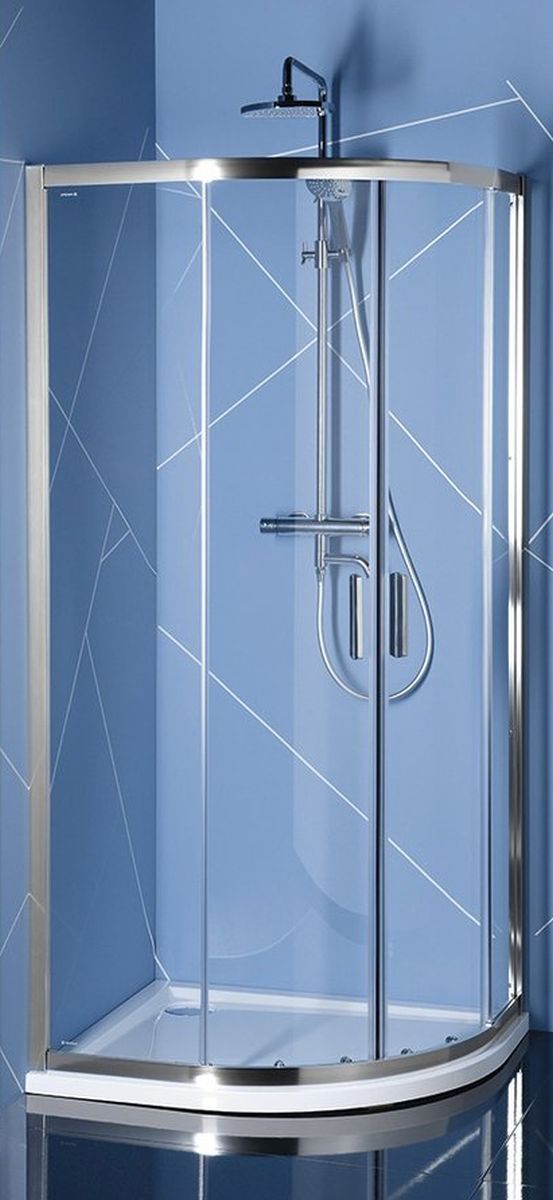 Polysan Easy Line douchecabine 90x80 cm halfrond chroom glans/helder glas EL2815