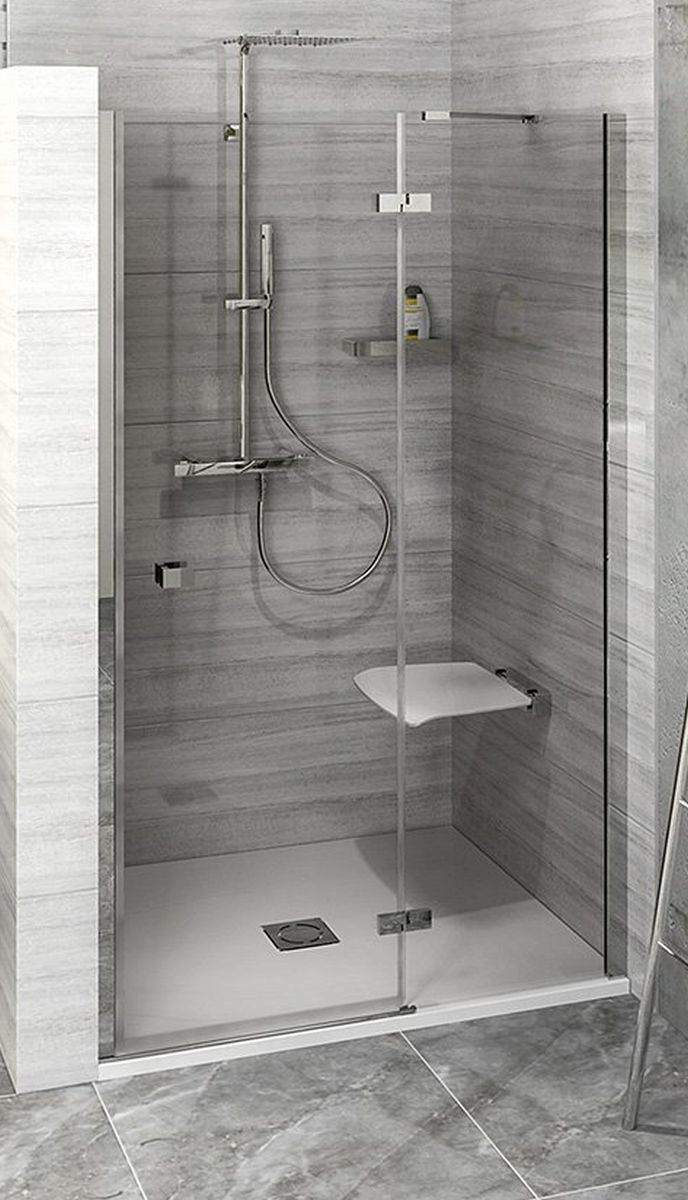 Polysan Fortis Line douchedeur 120 cm kantelbaar chroom glans/helder glas FL1412R