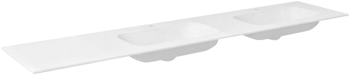 Sapho Aruba wastafel 230x51.5 cm rechthoekig meubel-dubbele wit mat AR230-B2R