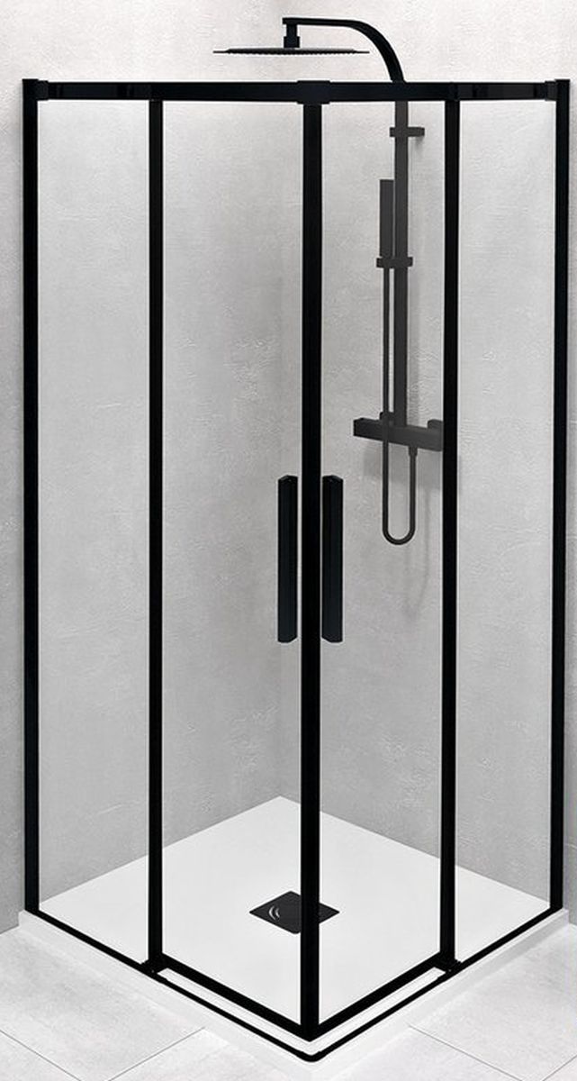 Polysan Altis Line douchecabine 90x90 cm vierkant zwart mat/helder glas AL1592B