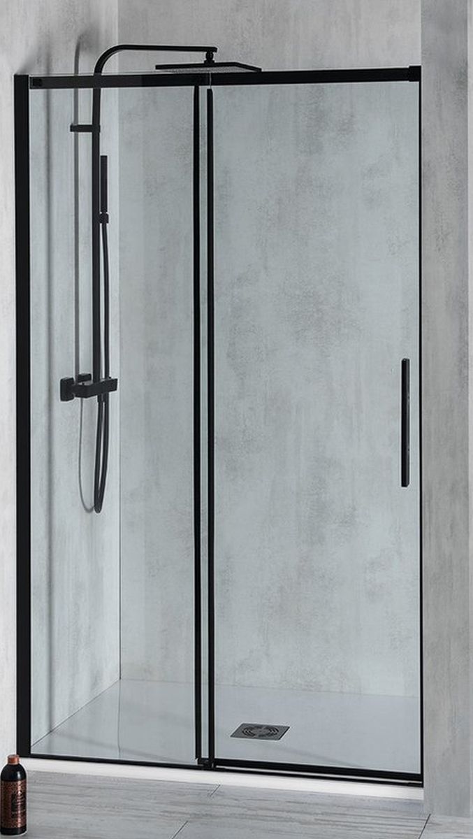 Polysan Altis Line Black douchedeur 151 cm schuifbaar zwart mat/helder glas AL4212B