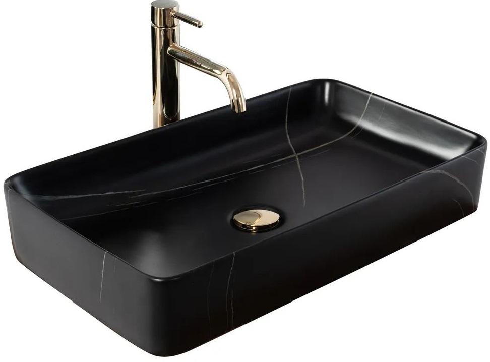 Rea Denis wastafel 61x35 cm rechthoekig opbouw zwart mat REA-U6510