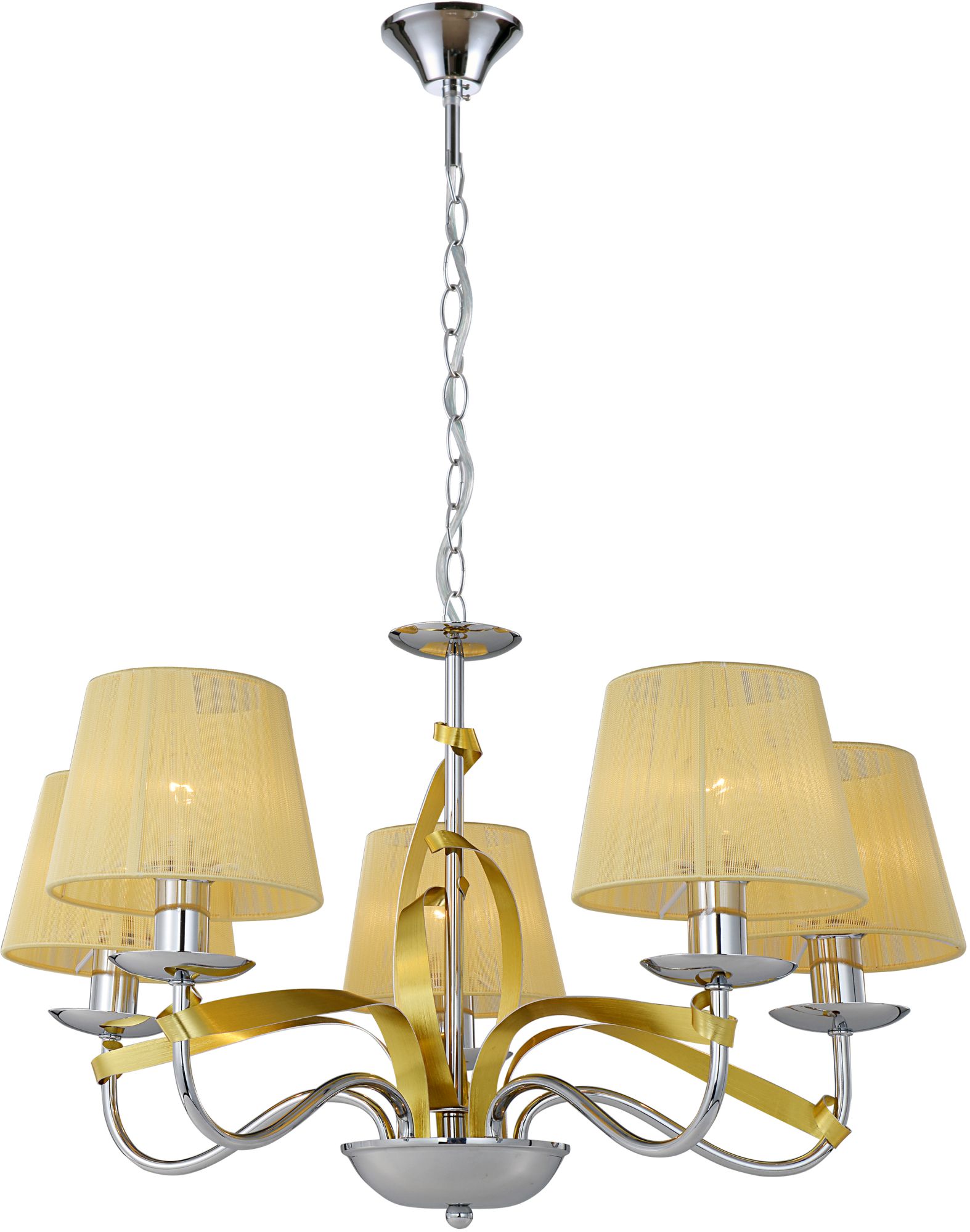 Candellux Diva hanglamp 5x40 W chroom-gouden 35-55064