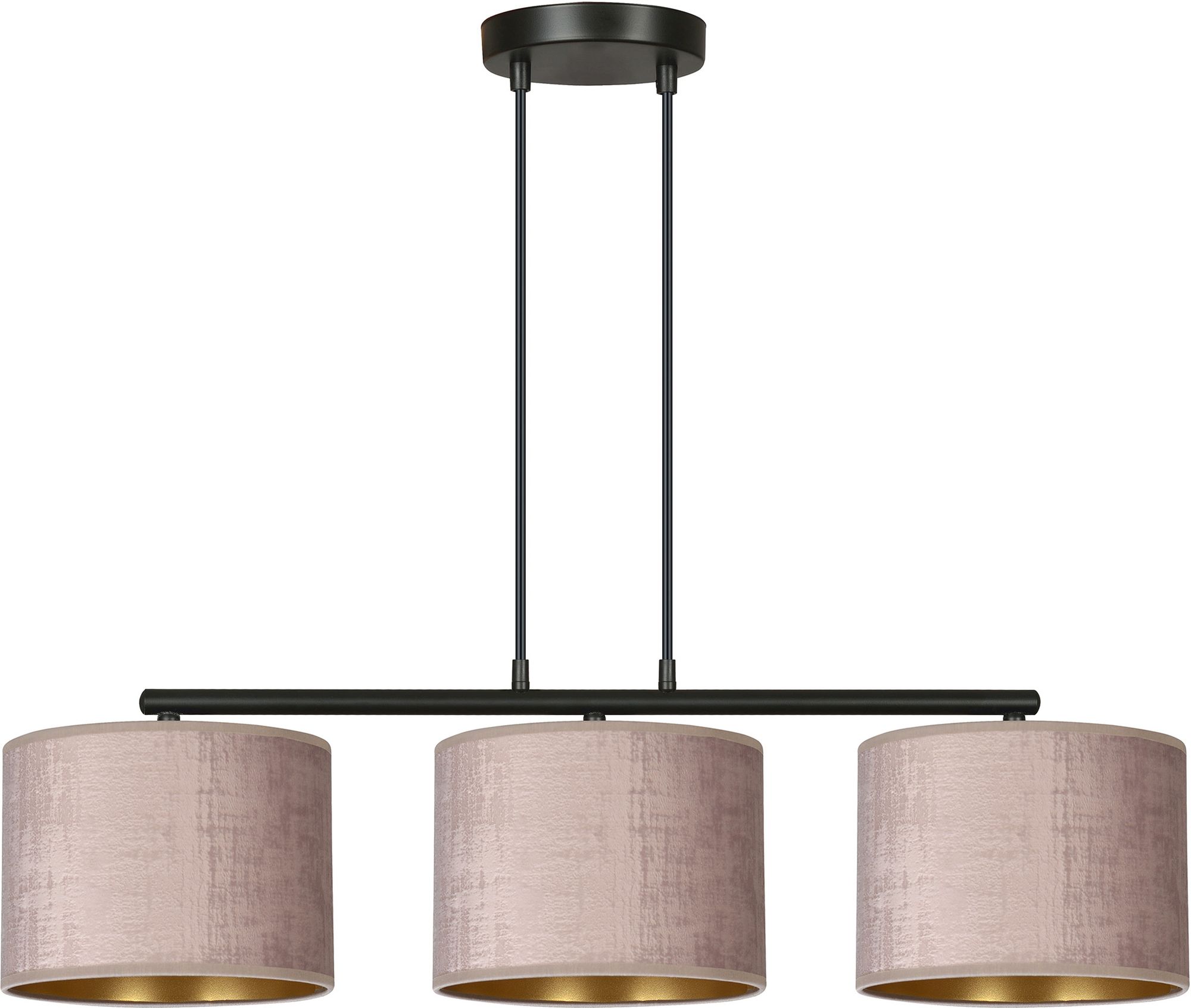 Emibig Hilde hanglamp 3x15 W zwart-roze-gouden 1053/3