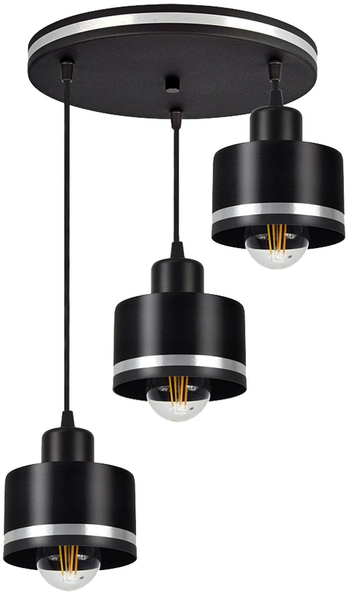 Candellux Wama hanglamp 3x40 W zwart-chroom 33-00484