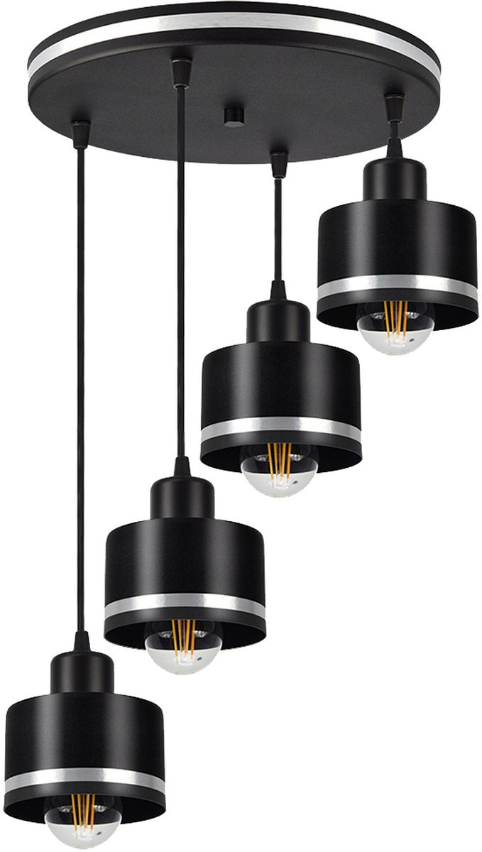 Candellux Wama hanglamp 4x40 W zwart-chroom 34-00491