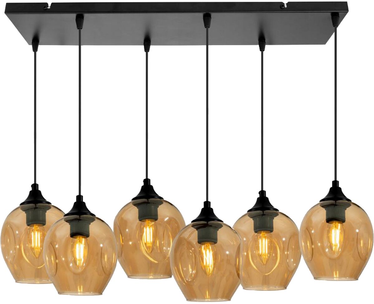 Candellux Aspa hanglamp 6x40 W zwart-bruin 36-00620