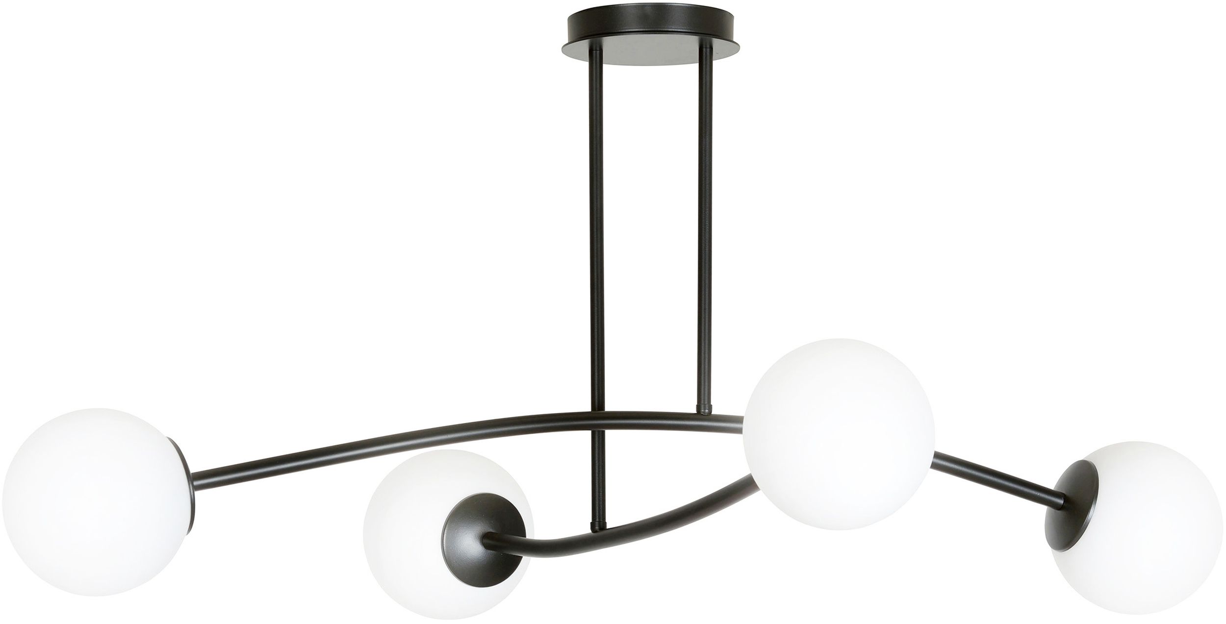 Emibig Halldor plafondlamp 4x10 W zwart-melkachtig 1024/4