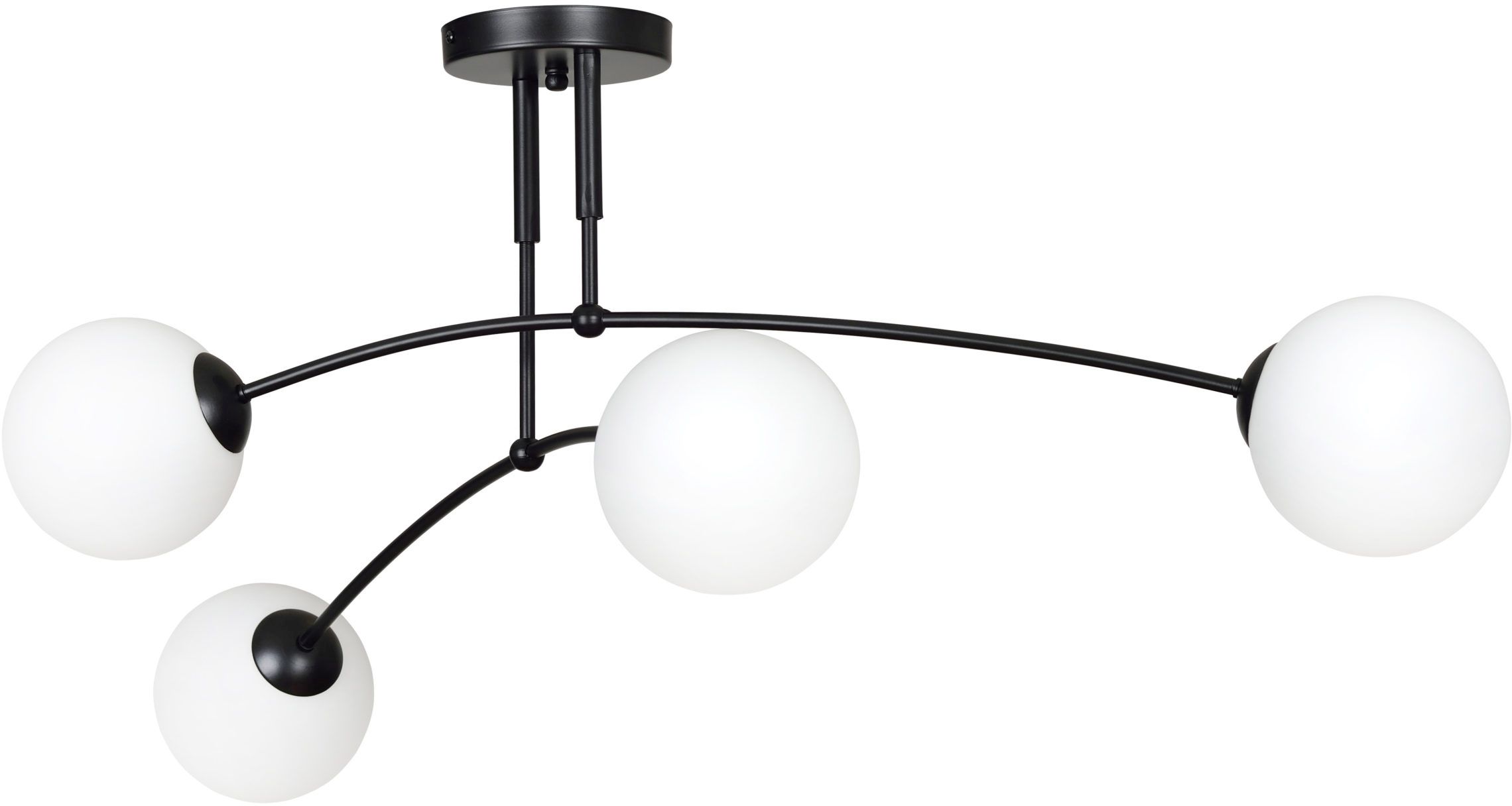 Emibig Pregos plafondlamp 4x10 W zwart-melkachtig 670/4