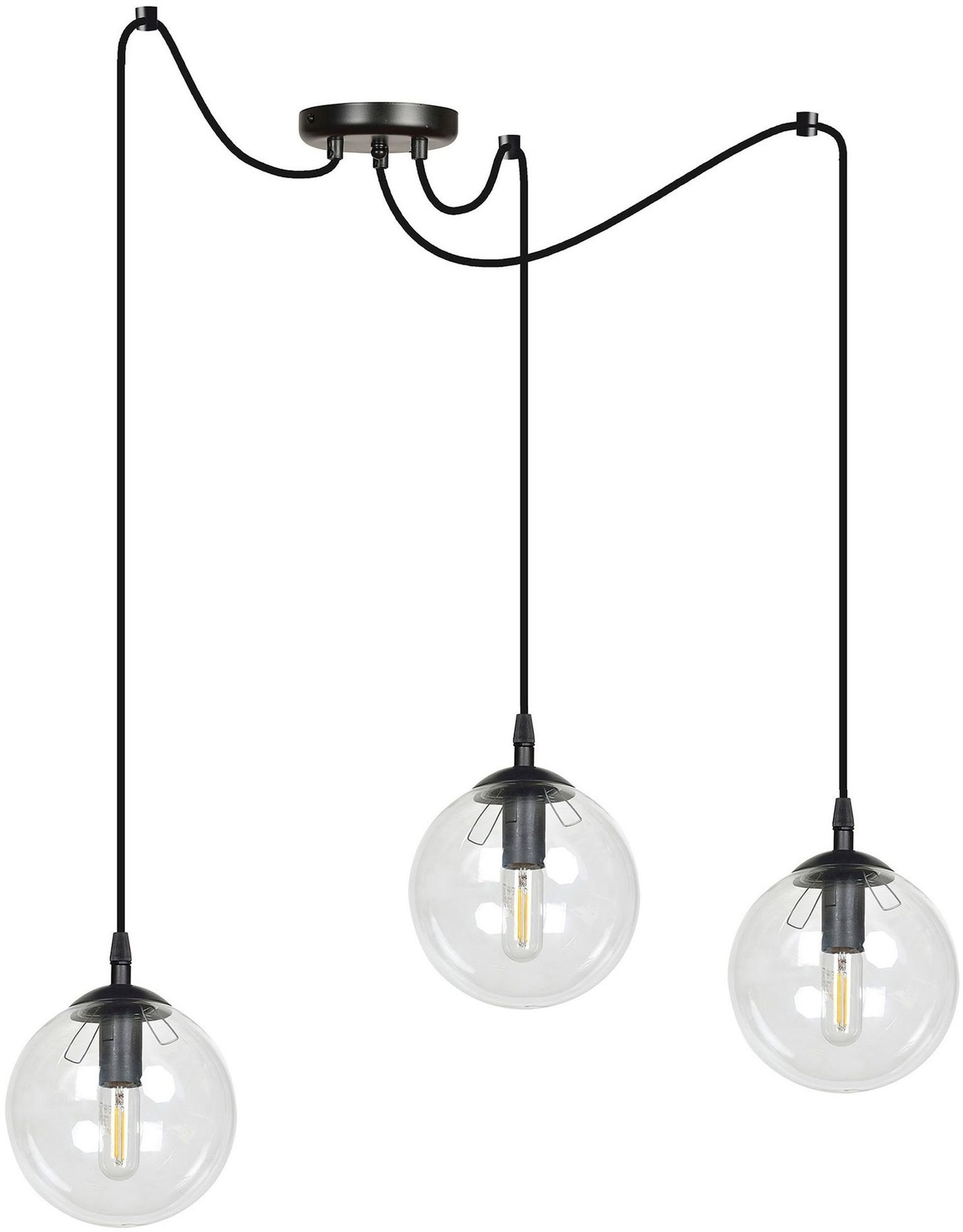 Emibig Gigi hanglamp 3x10 W zwart-doorzichtig 936/3