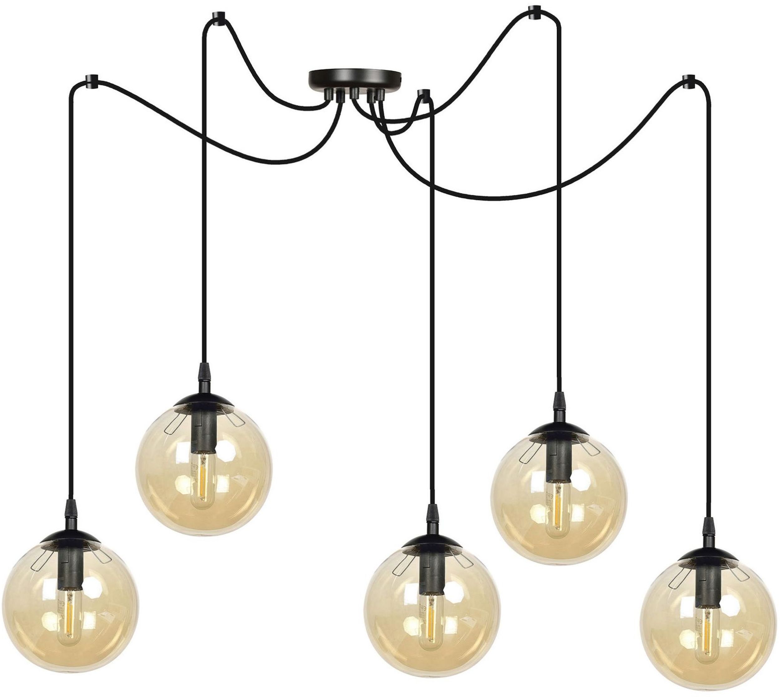 Emibig Gigi hanglamp 5x10 W zwart-amber 938/5