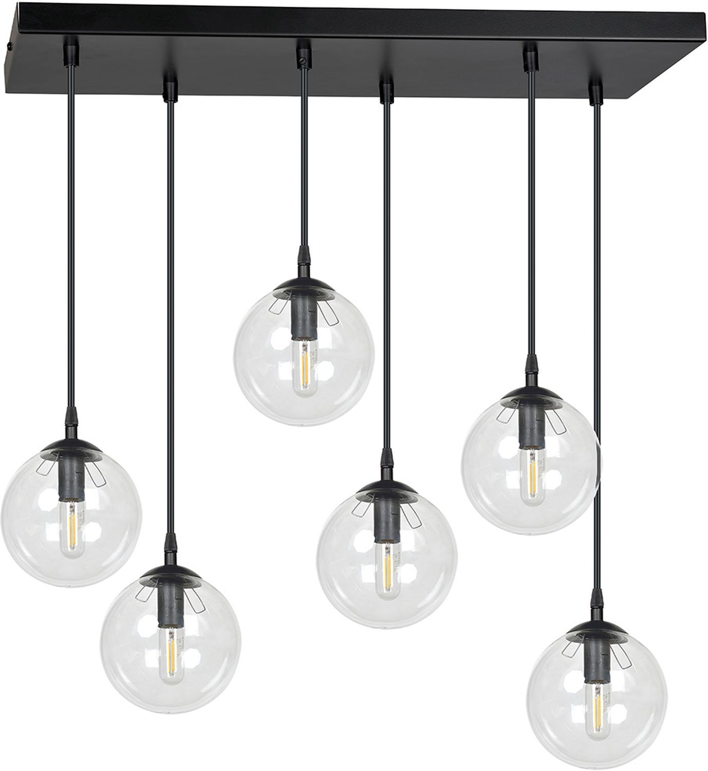 Emibig Cosmo hanglamp 6x10 W zwart-doorzichtig 711/6