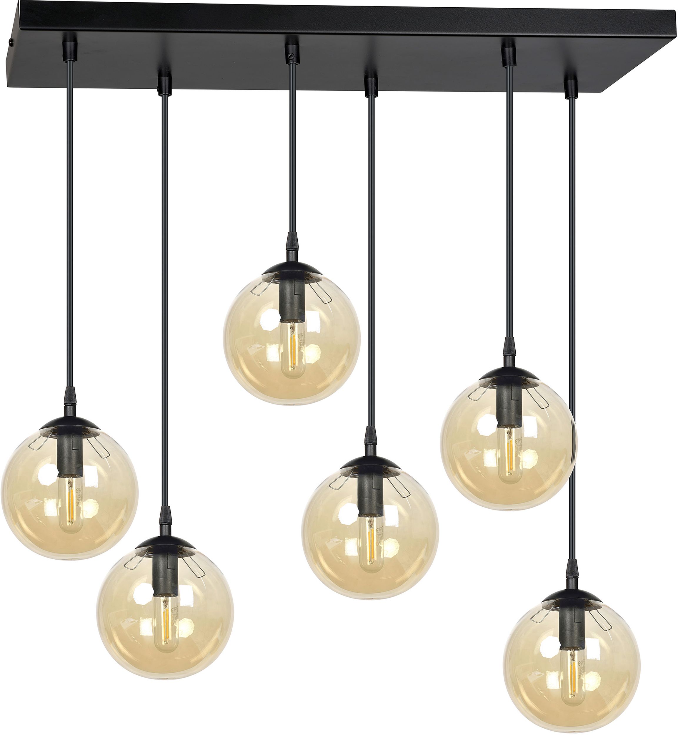 Emibig Cosmo hanglamp 6x10 W zwart-amber 713/6