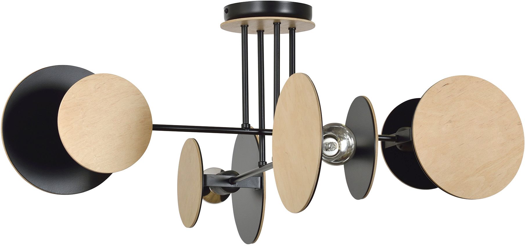 Emibig Zita plafondlamp 4x15 W zwart-hout 173/4